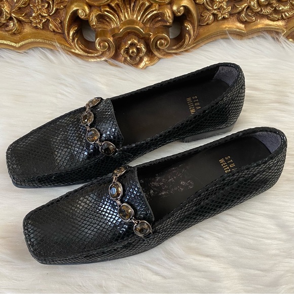 Stuart Weitzman Croc Jeweled Loafers - Picture 10 of 15